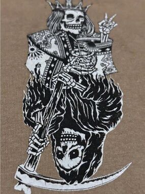 Thirty Single Men’s XL King of Spades Skull Reaper Graphic Tee Double Sided